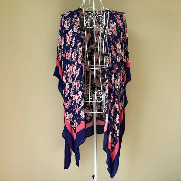 Mario Serrani Fashion Wrap duster cover flower print open front viscose one size - Picture 1 of 9
